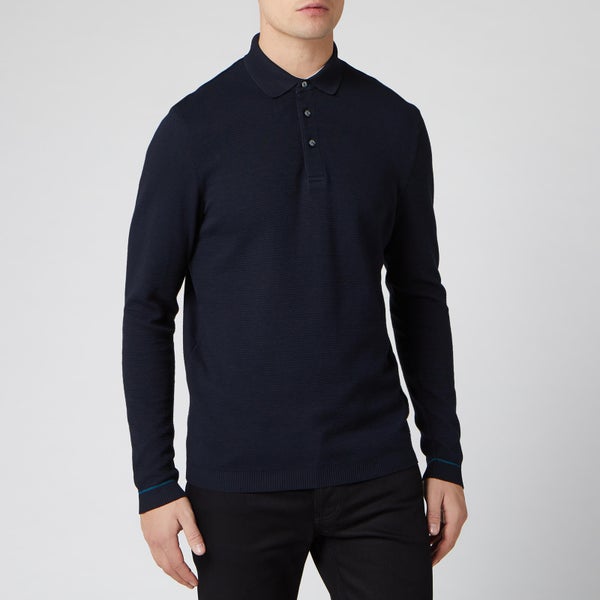 Ted Baker Men's Terned Long Sleeve Cotton Top - Navy
