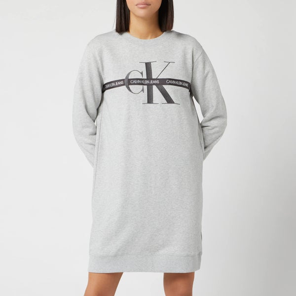 Calvin Klein Jeans Women's Monogram Sweat Dress - Light Grey Heather