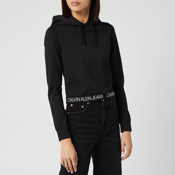 Calvin Klein Jeans Women's Logo Elastic Milano Hoody - CK Black