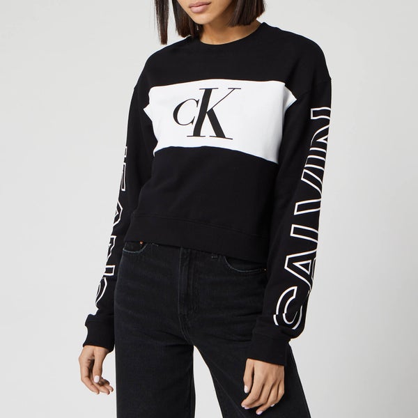 Calvin Klein Jeans Women's Blocking Statement Logo Crew Neck Sweatshirt - CK Black