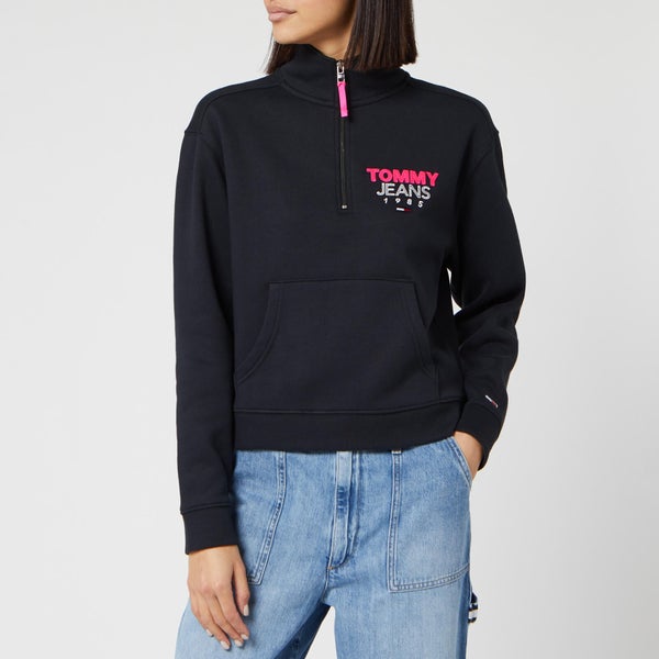 Tommy Jeans Women's Logo Quarter Zip Sweatshirt - Tommy Black