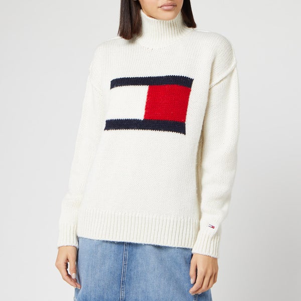 Tommy Jeans Women's Tommy Flag Jumper - Snow White