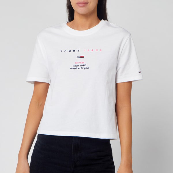 Tommy Jeans Women's Small Logo Text T-Shirt - Classic White
