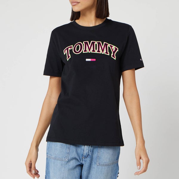 Tommy Jeans Women's Neon Collegiate T-Shirt - Tommy Black