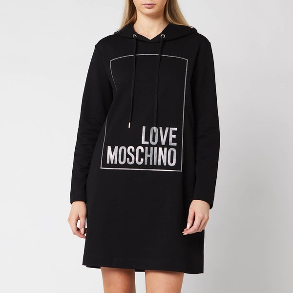 Love Moschino Women's Logo Box Hoody Dress - Black