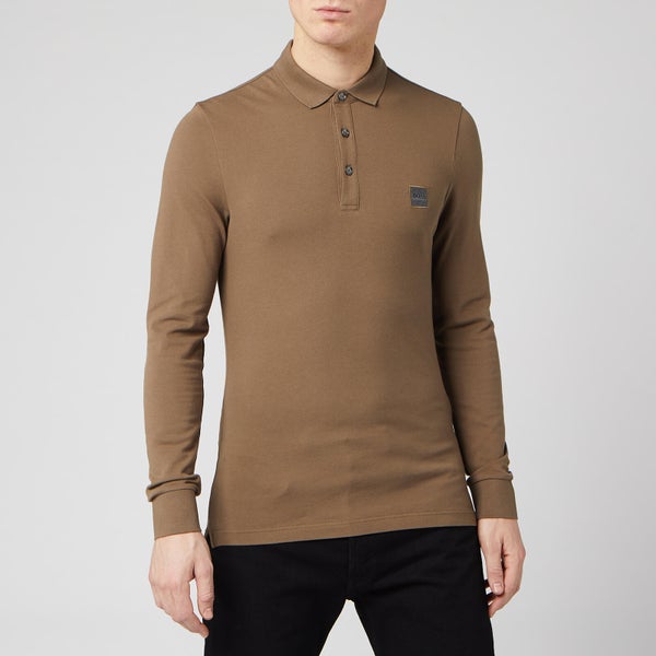 BOSS Men's Passerby Polo Long Sleeve Shirt - Taupe