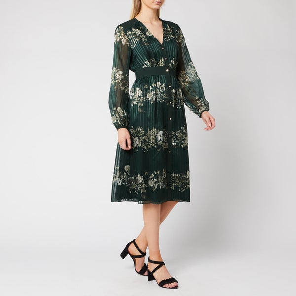 Ted Baker Women's Delyla Meadowsweet Long Sleeve Midi Dress - Dark Green