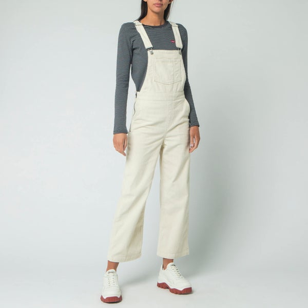 Levi's Women's Ribcage Crop Overall Dungarees - Ecru Wide Wale