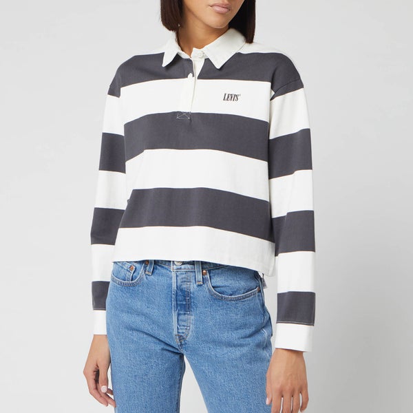 Levi's Women's Letterman Rugby Long Sleeve Cropped Top - Amy Stripe Forged Iron