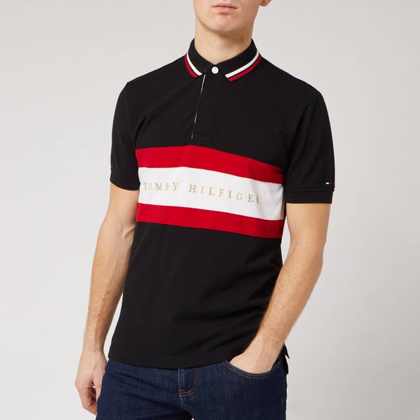 Tommy Hilfiger Men's Chest Stripe Polo Shirt - Black