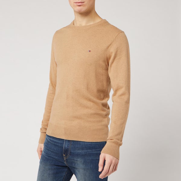 Tommy Hilfiger Men's Luxury Touch Knitted Crew Neck Jumper - Classic Khaki