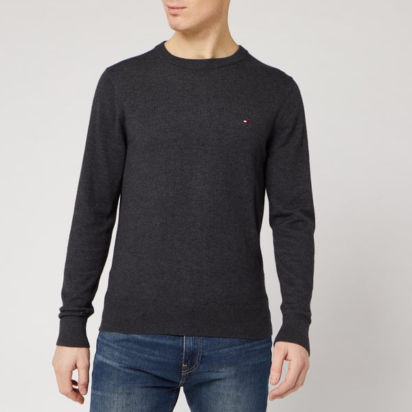 Tommy Hilfiger Men's Luxury Touch Knitted Crew Neck Jumper - Charcoal Heather
