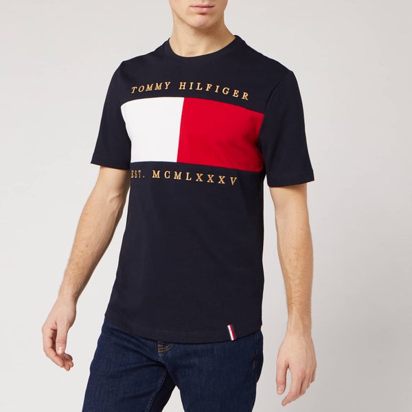 Tommy Hilfiger Men's Flag Embroidered Relax Fit T-Shirt - Desert Sky