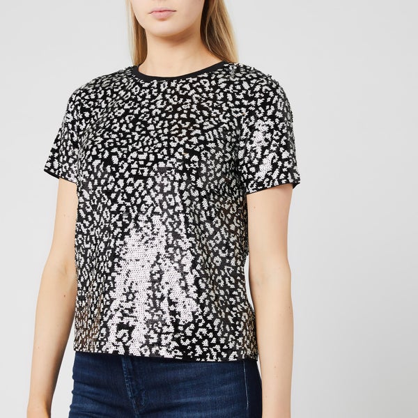 MICHAEL MICHAEL KORS Women's Lux Cat Sequin Baby T-Shirt - Black/Bone