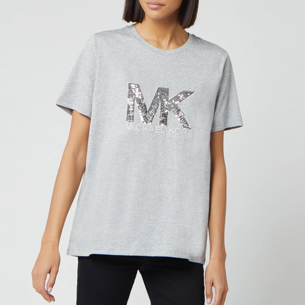 MICHAEL MICHAEL KORS Women's Logo Sequin T-Shirt - Peak Heather