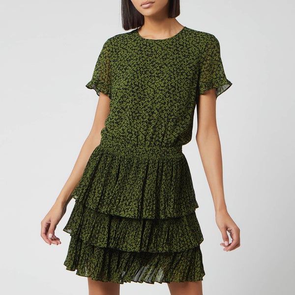 MICHAEL MICHAEL KORS Women's Mini Lilly Tier Dress - Black/Evergreen