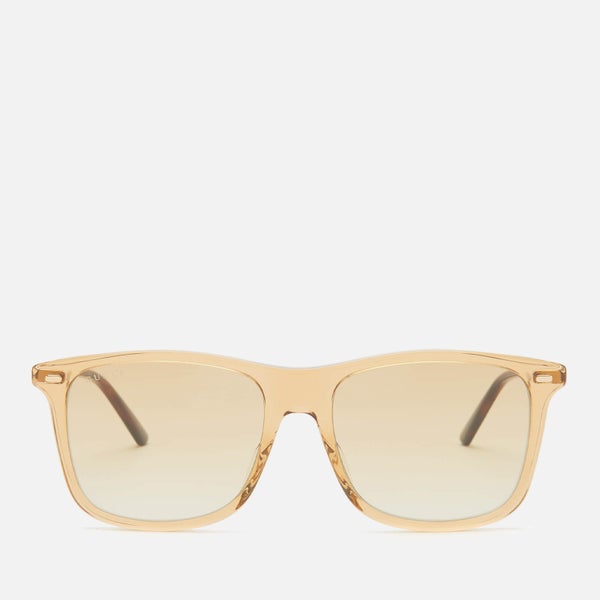 Gucci Men's Cylindrical Web Square Frame Sunglasses - Brown/Gold/Brown