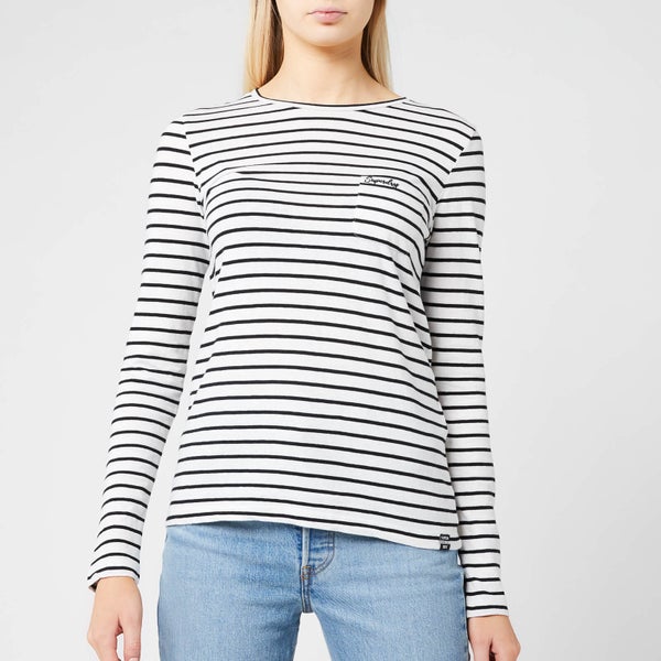 Superdry Women's Ol Essential Long Sleeve Top - Off White Stripe