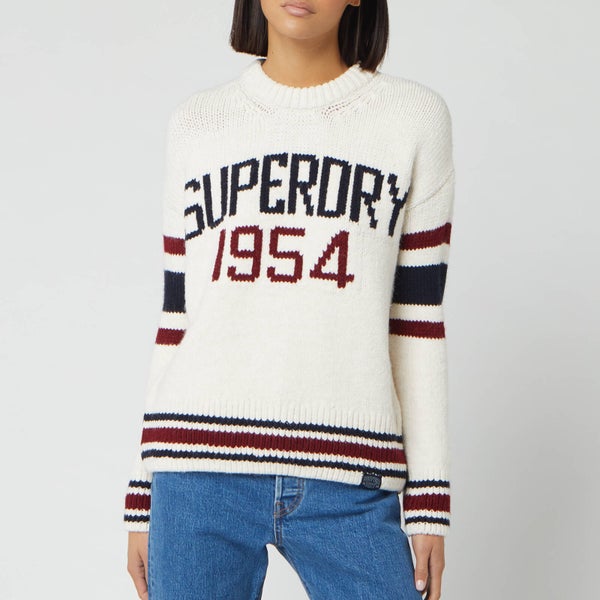 Superdry Women's Intarsia Slouch Knitted Jumper - Cream