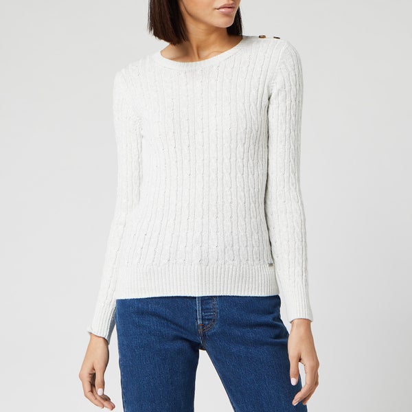 Superdry Women's Croyde Cable Knitted Jumper - White Sparkle