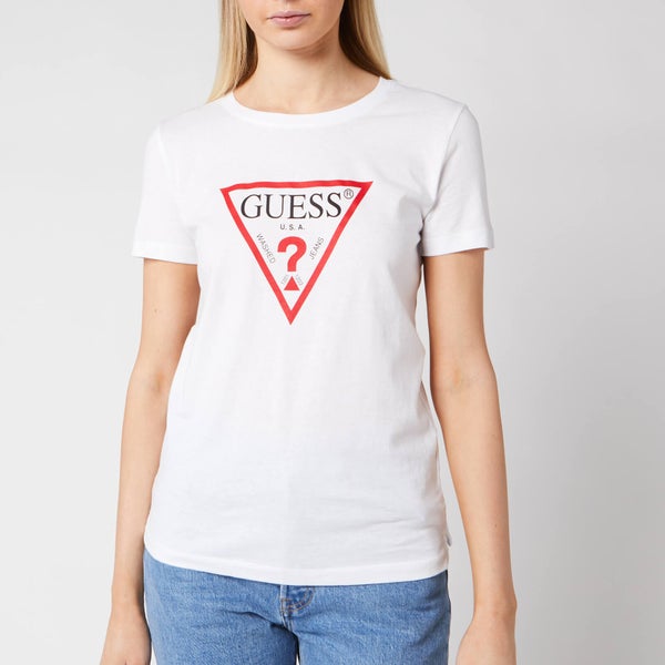 Guess Women's Basic Triange Short Sleeve T-Shirt - True White