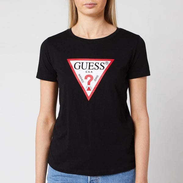 Guess Women's Basic Triange Short Sleeve T-Shirt - Jet Black