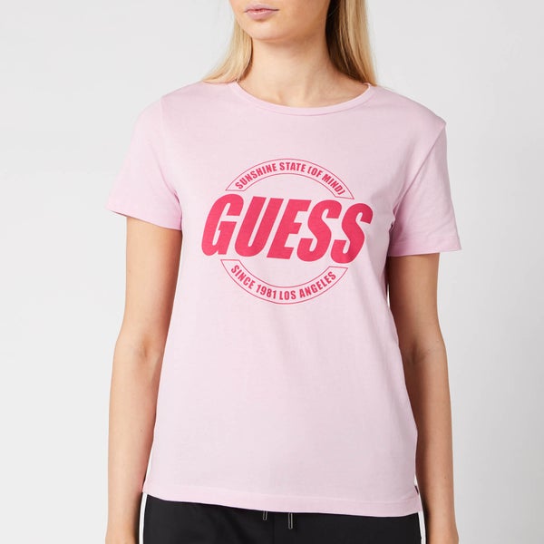 Guess Women's Short Sleeve Crew Neck Roxy T-Shirt - Pink Story