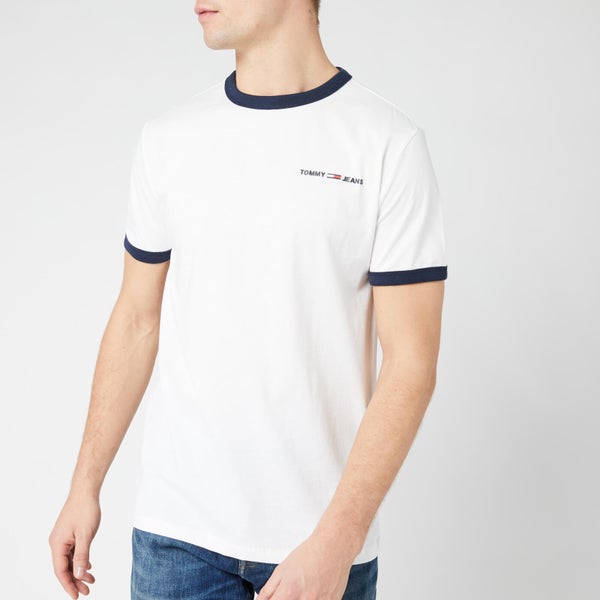 Tommy Jeans Men's Ringer Logo T-Shirt - Classic White/Black Iris