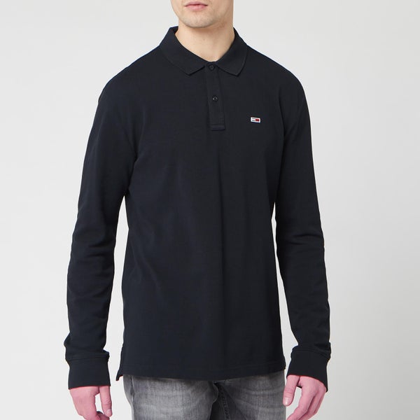 Tommy Jeans Men's Long Sleeved Polo Shirt - Tommy Black