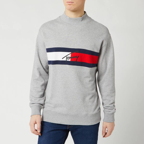 Tommy Jeans Men's Jacquard Flag Logo Sweatshirt - Light Grey Heather