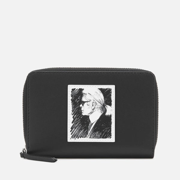 Karl Lagerfeld Legend Collection Women's Karl Legend Medium Zip Wallet - Black