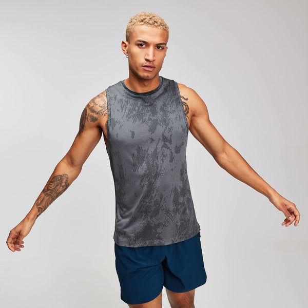 MP Training Heren Distressed Drop Armhole Tank Top - Carbon