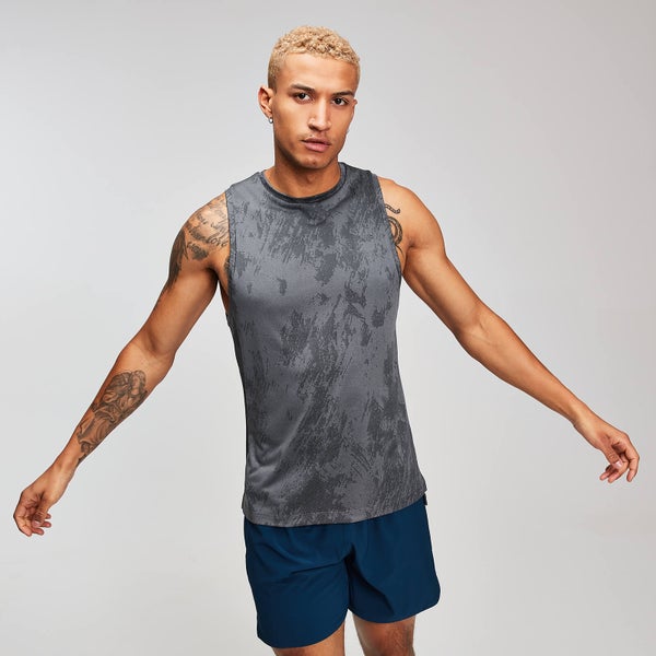 MP Training Herren Distressed Tank Top mit abgesenkten Armausschnitten - Carbon