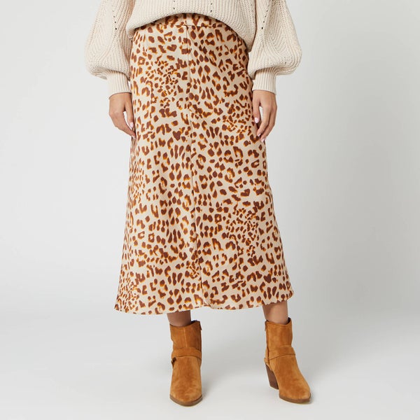 Free People Women's Normani Bias Skirt - Brown Leopard