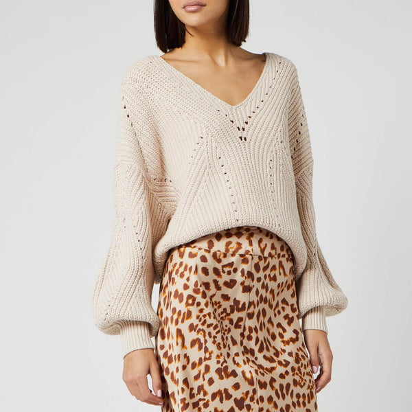 Free People Women's All Day Long V Neck Jumper - Sand