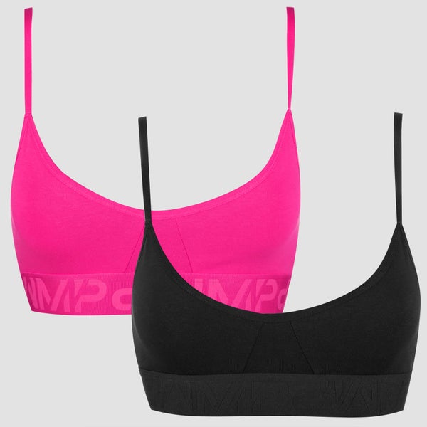 Women's Cotton 2 Pack Bralette - Super Pink/Black