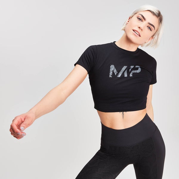 Naisten MP Animal Snake Seamless Cropped T-Paita - Black