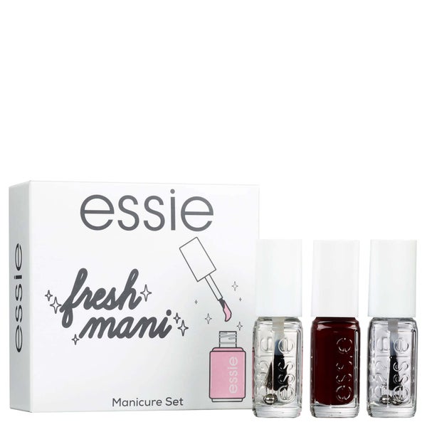 essie Mini Essential Eternal Optimist Pink Rose Nail Varnish, Base Coat and Gel Setter Kit