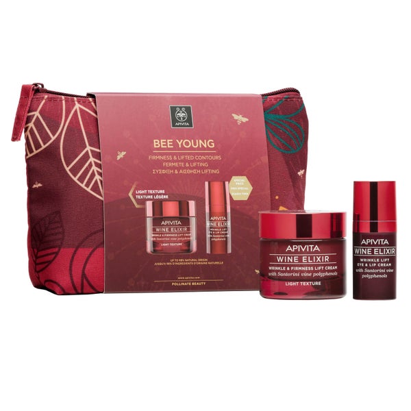 APIVITA Wine Elixir Wrinkle and Firmness Lift Light Cream and Wine Elixir Winkle Lift Eye and Lip Cream Gift Set