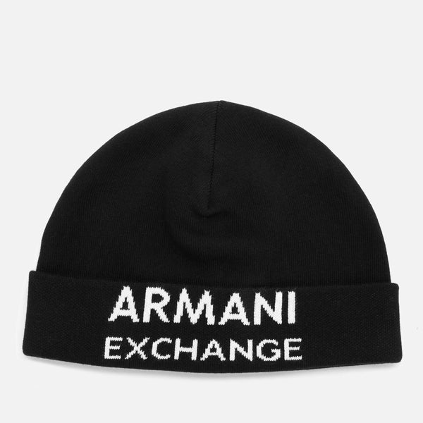 Armani Exchange Men's Logo Beanie - Black