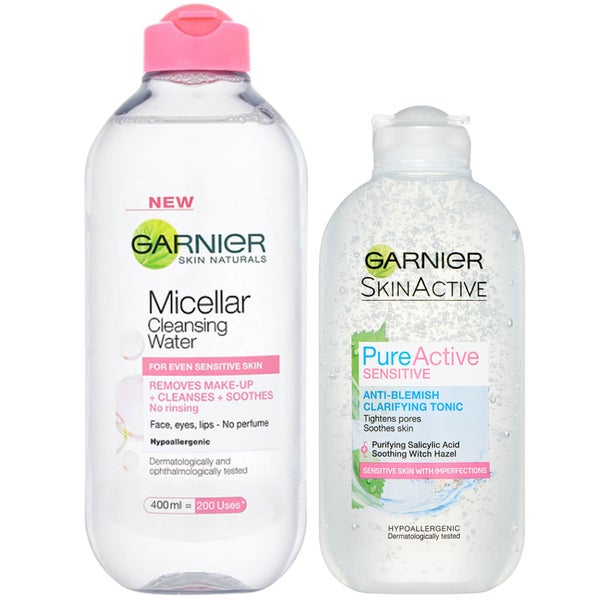 Garnier Micellar Cleanser and Anti Blemish Clarifying Tonic Duo for Sensitive Skin
