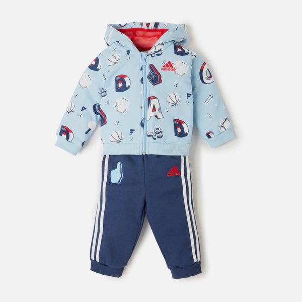 Adidas Girls' Infant Full Zip Hoody and Jogger Set - Clear Sky