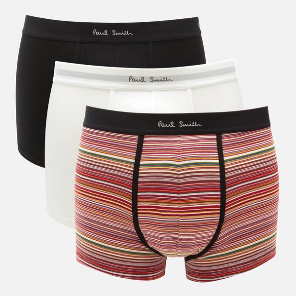 PS Paul Smith Men's 3 Pack Trunk Boxer Shorts - White/Stripe/Black