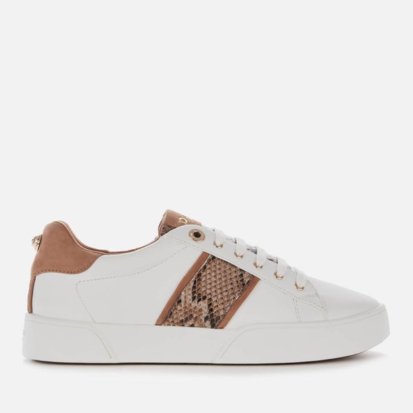 Dune Women's Elsie S Leather Low Top Trainers - White Reptile Print