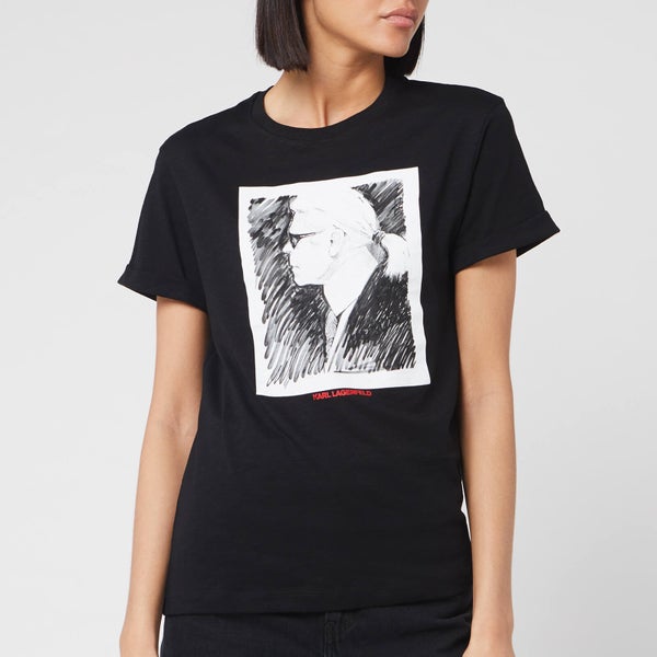 Karl Lagerfeld Women's Legend Profile T-Shirt - Black
