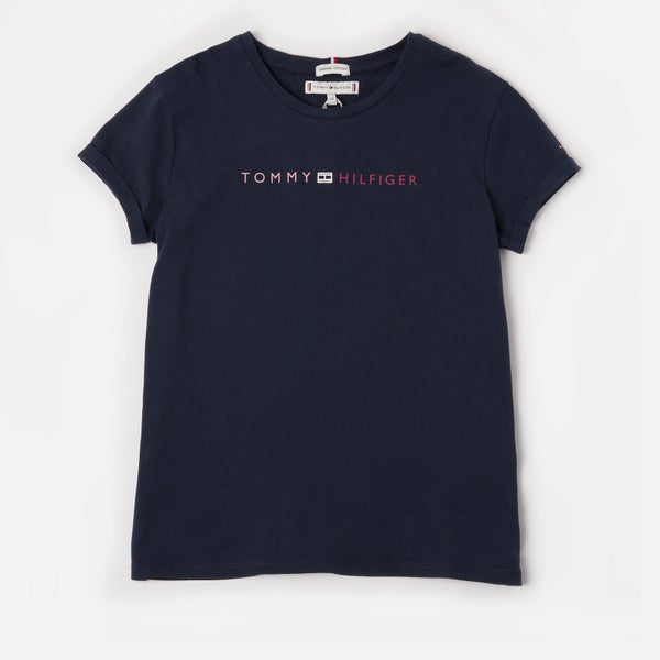 Tommy Hilfiger Girls' Essential Roll Up T-Shirt - Black Iris