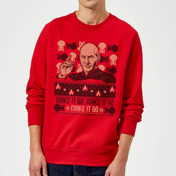 Star Trek: The Next Generation Make It So Christmas Sweater - Red