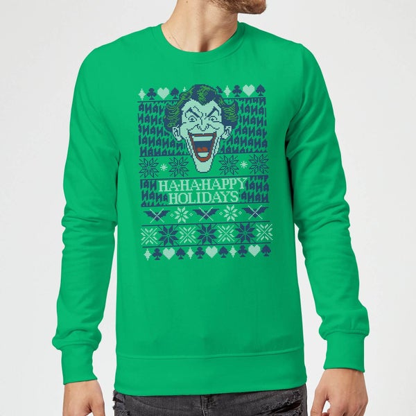 HA-HA-HAppy Ugly Knit Christmas Sweatshirt - Kelly Green