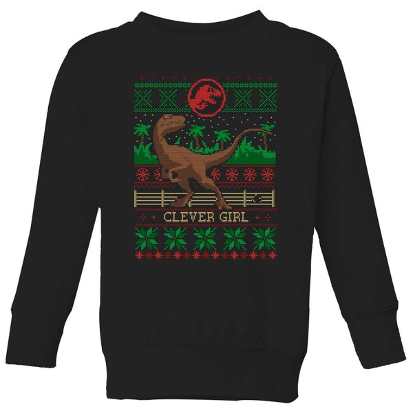 Jurassic Park Clever Girl Kids' Christmas Sweater - Black