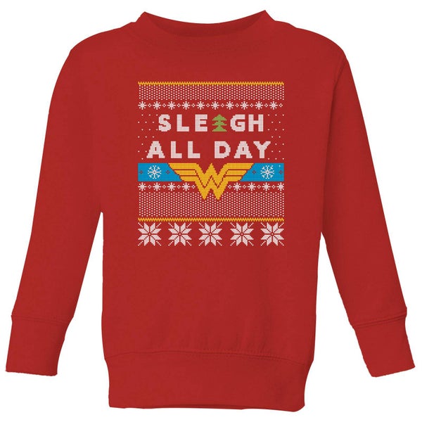 Wonder Woman 'Sleigh All Day Kids' Christmas Sweater - Red